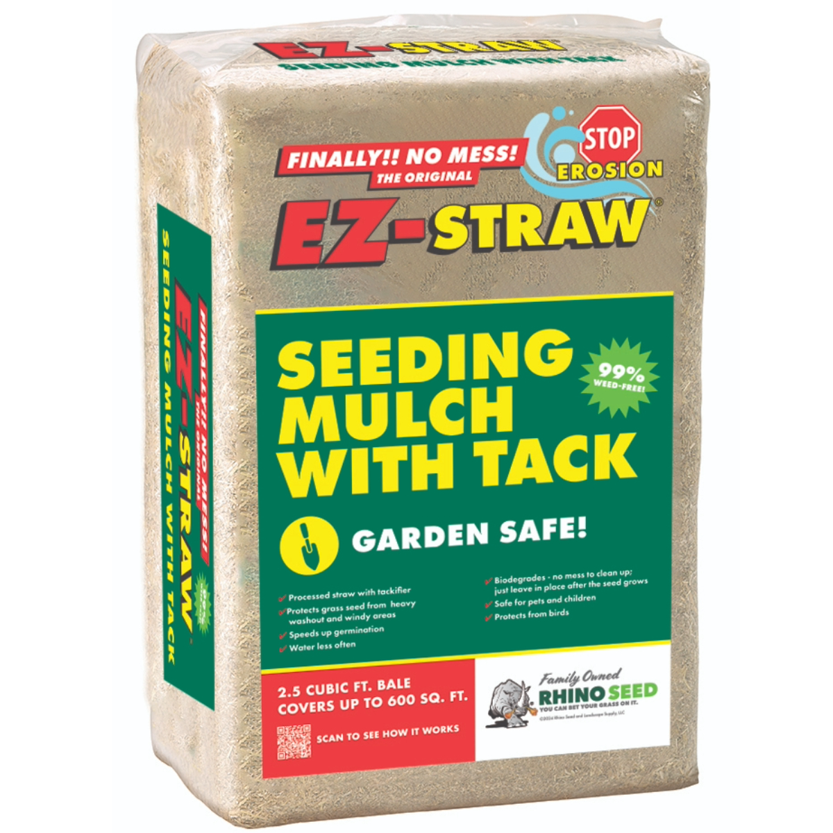 slide 1 of 1, EZ Straw 2.5 cu ft Brown Organic Bagged Mulch - Straw Texture, 1-Year Color Guarantee, Controls Moisture, 99% Weed Free, 2.5 cu ft