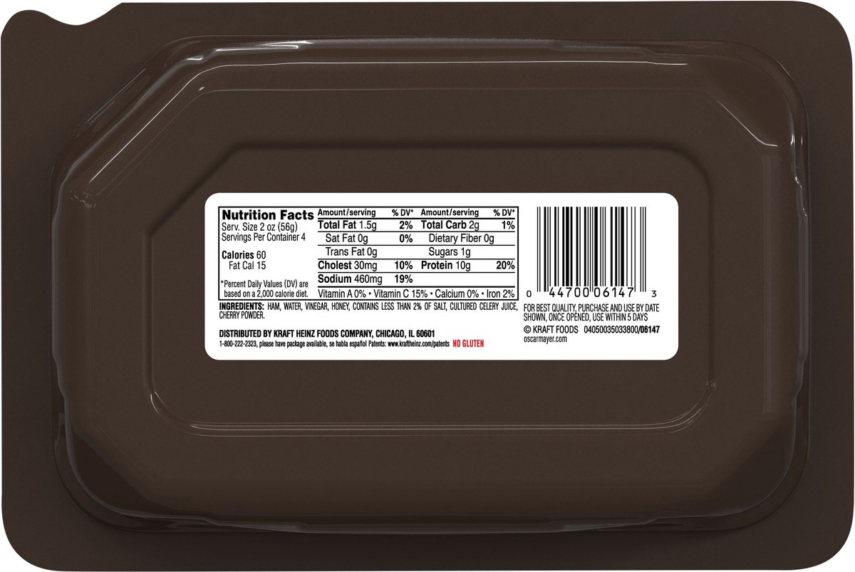 slide 9 of 13, Oscar Mayer Natural Applewood Smoked Uncured Ham Sliced Lunch Meat, 8 oz. Tray, 8 oz
