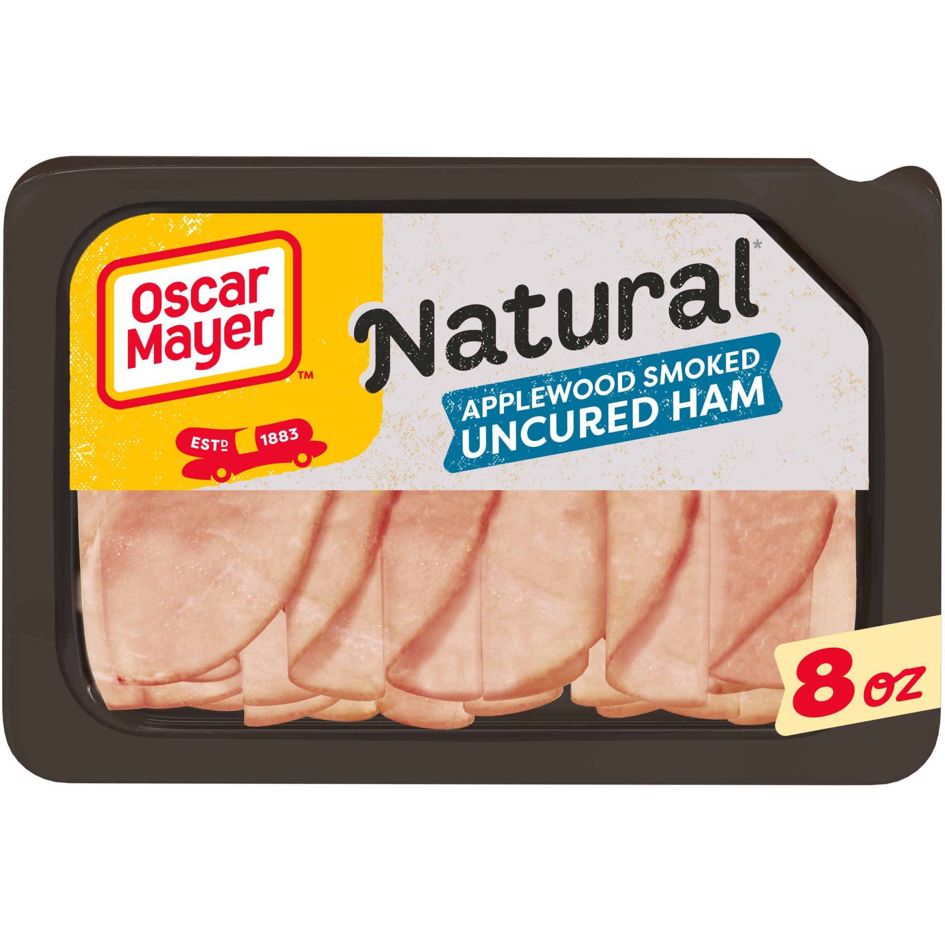slide 1 of 1, Oscar Mayer Natural Applewood Smoked Uncured Ham Sliced Lunch Meat Tray, 8 oz