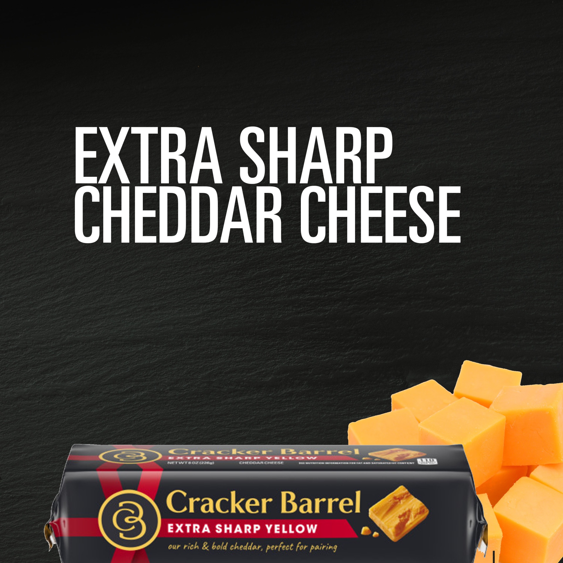 slide 3 of 8, Cracker Barell Extra Sharp Yellow Cheddar Cheese, 8 oz