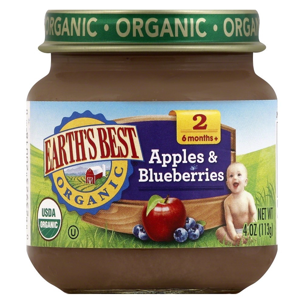 slide 2 of 3, Earth's Best Organic Stage 2 Apples & Blueberries Puree, 4 oz