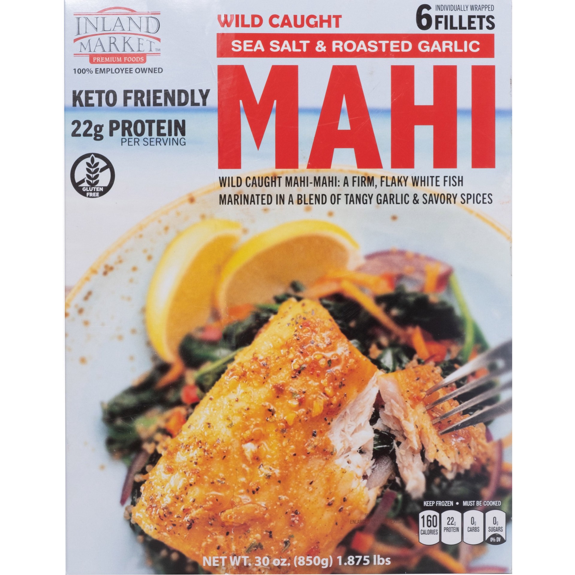 slide 1 of 1, Inland Market Pre.Seafood Inland Market Sea Salt & Roasted Garlic Mahi, 30 oz, 