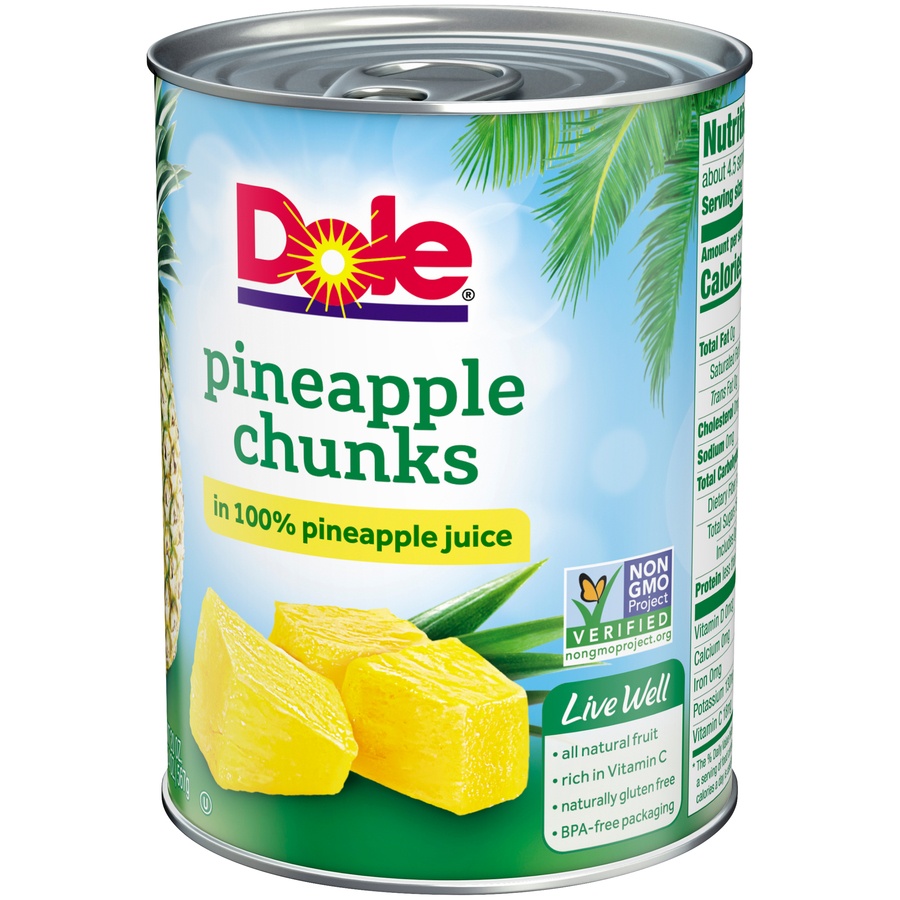 slide 7 of 9, Dole Pineapple Chunks in 100% Pineapple Juice, 20 oz