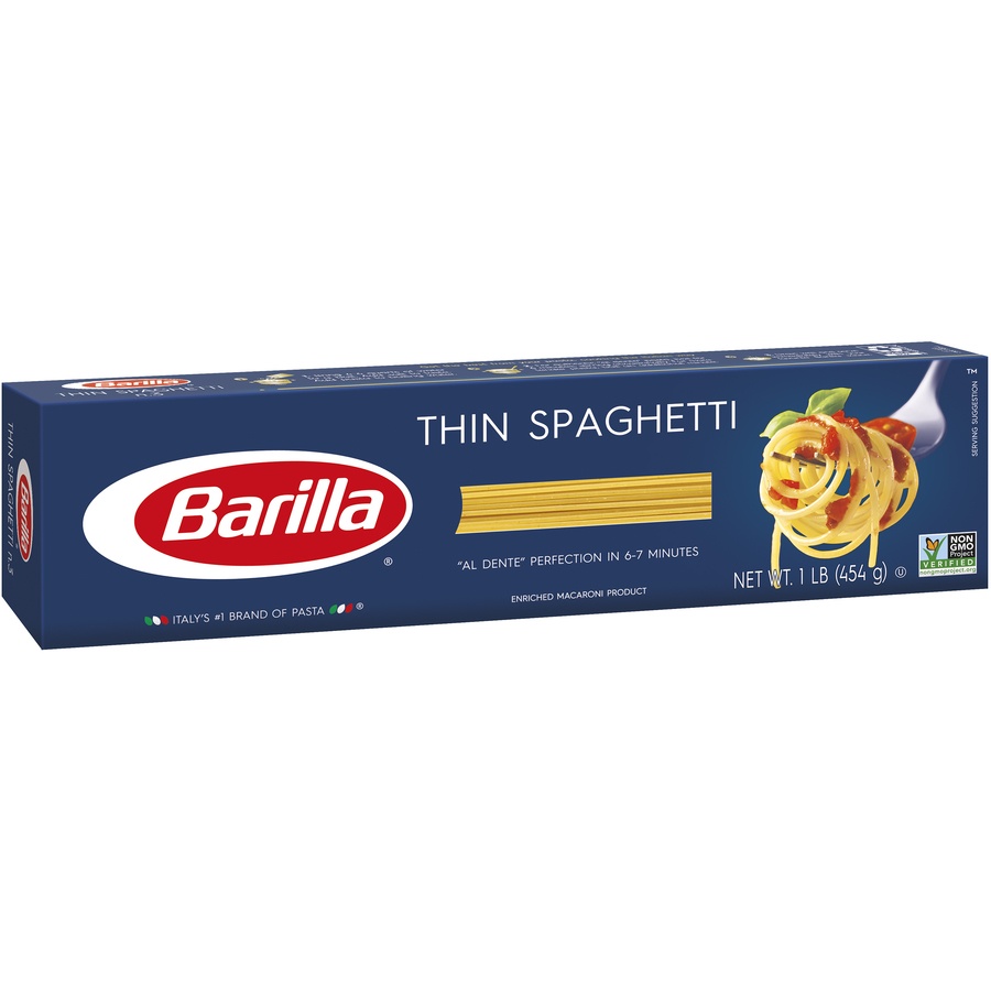 slide 4 of 8, Barilla Classic Blue Box Pasta Thin Spaghetti, 16 oz