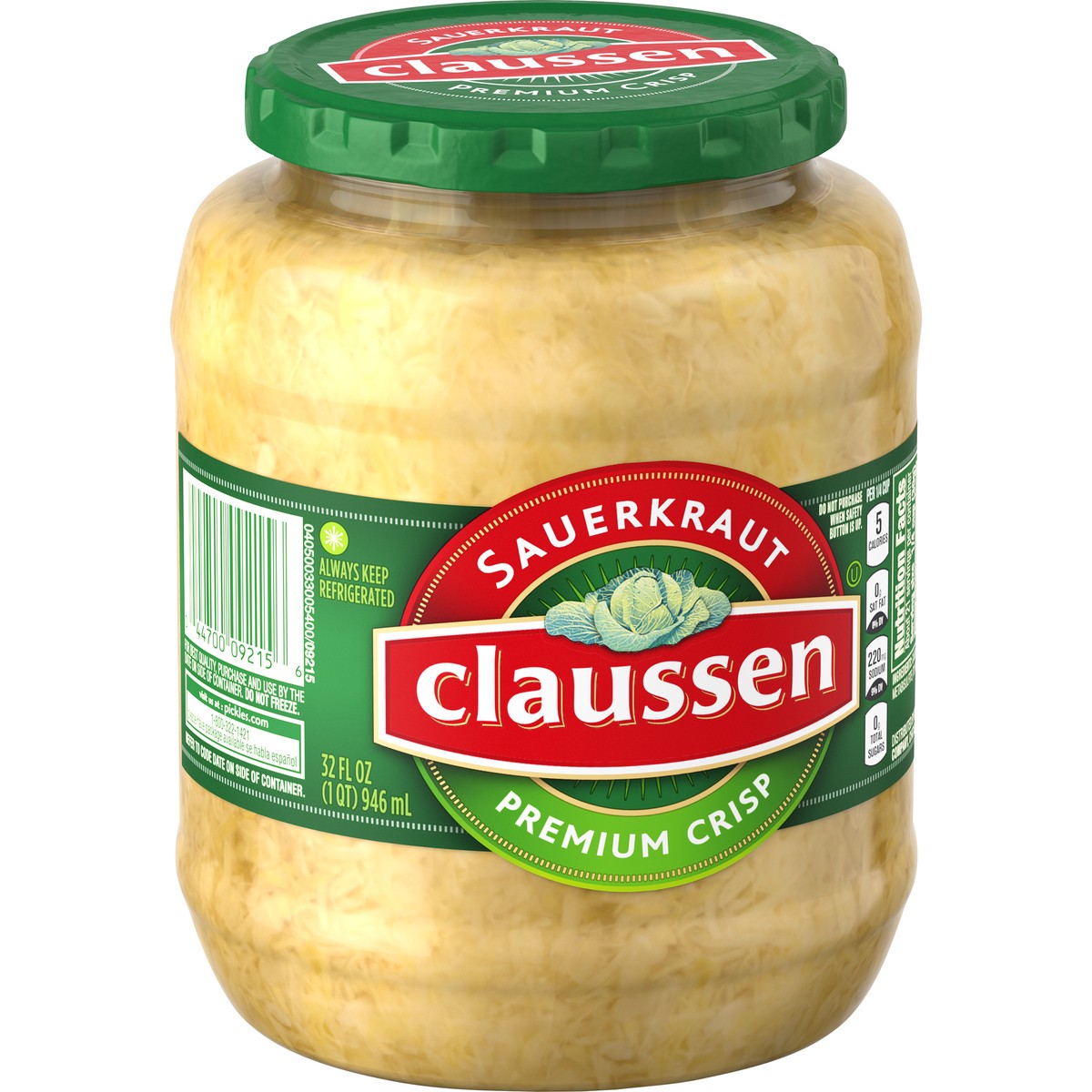 slide 3 of 9, Claussen Premium Crisp Sauerkraut, 32 fl. oz. Jar, 32 fl oz