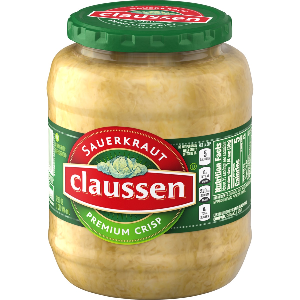 slide 6 of 9, Claussen Premium Crisp Sauerkraut, 32 fl. oz. Jar, 32 fl oz