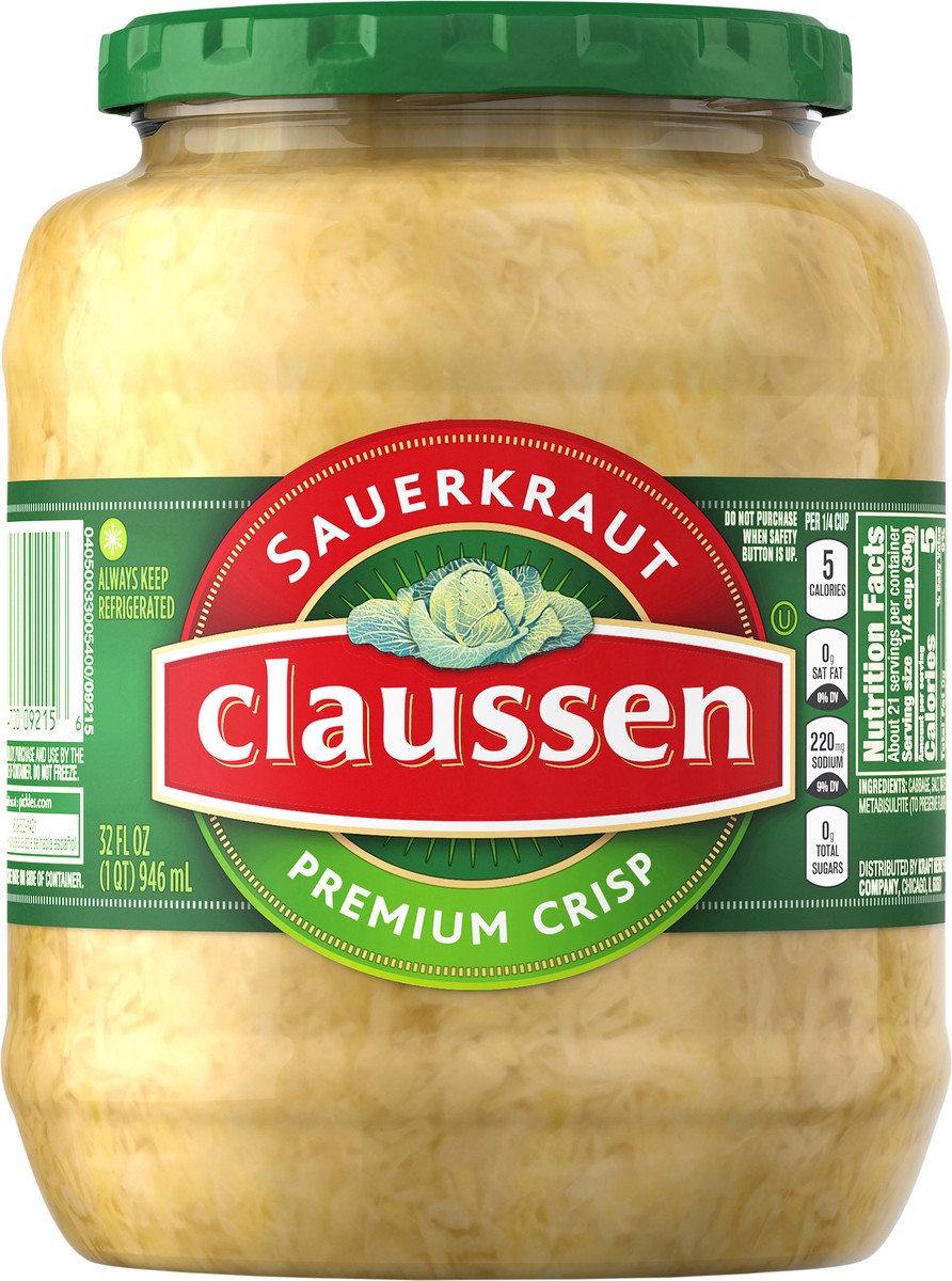 slide 9 of 9, Claussen Premium Crisp Sauerkraut, 32 fl. oz. Jar, 32 fl oz