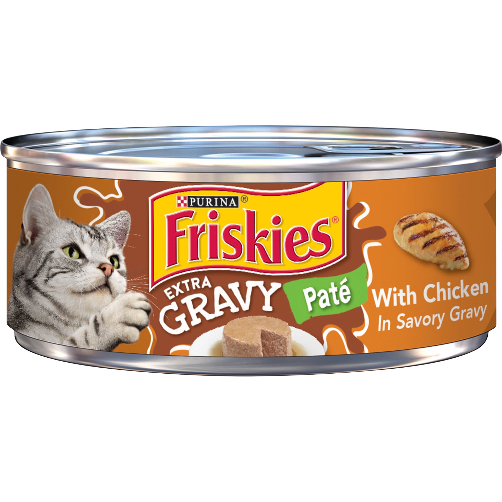 slide 1 of 7, Friskies Purina Friskies Gravy Pate Wet Cat Food, Extra Gravy Pate With Chicken in Savory Gravy, 5.5 oz