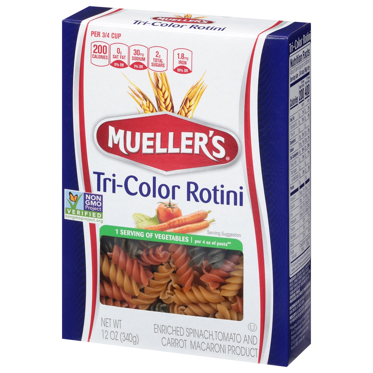 slide 6 of 12, Mueller's Tri-Color Rotini 12 oz, 12 oz