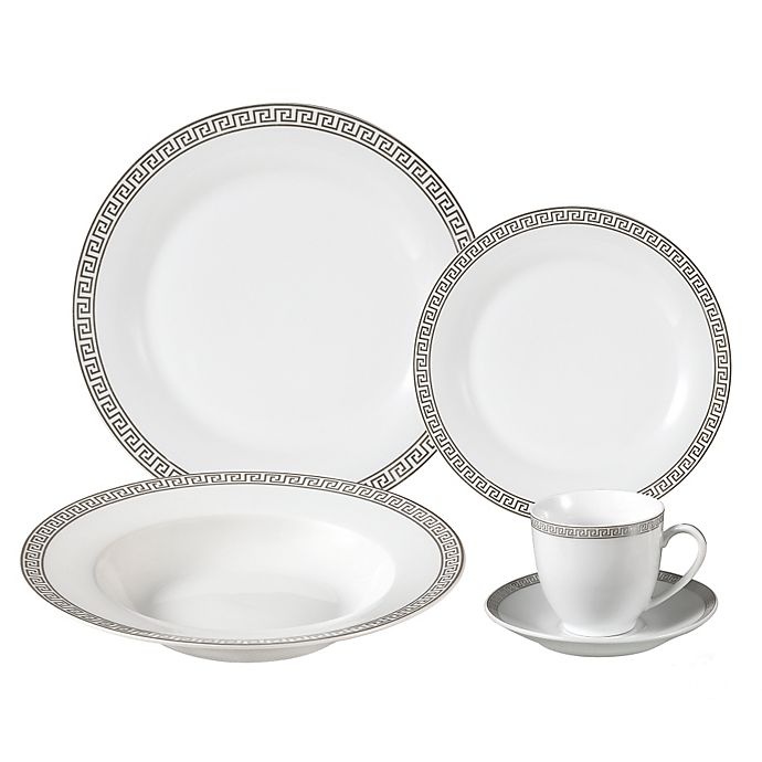 slide 2 of 2, Lorren Home Trends Greek Key Dinnerware Set, 24 ct