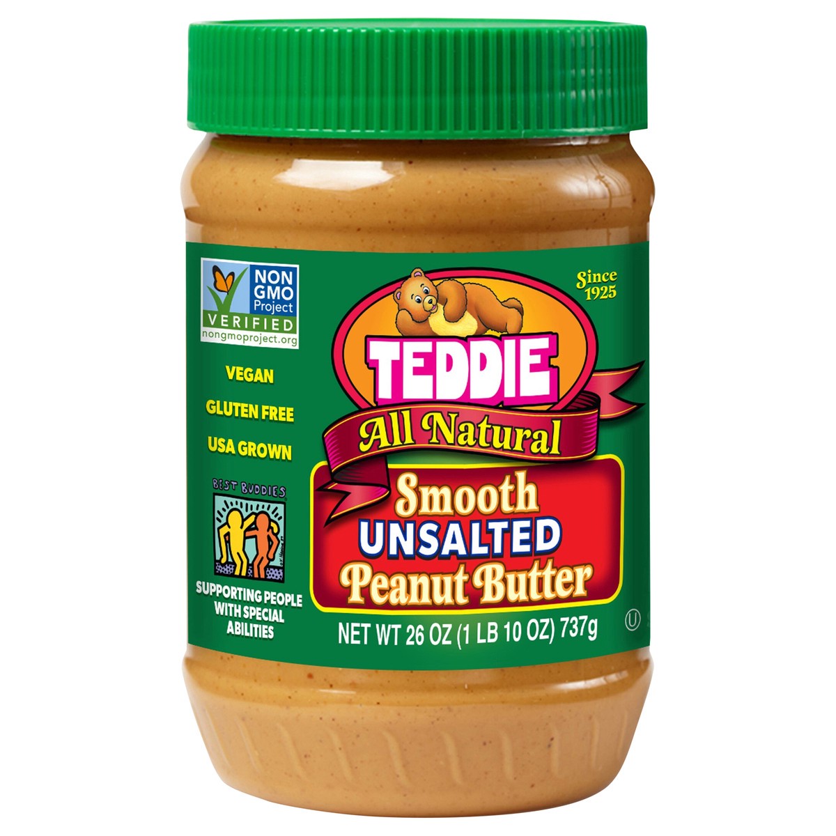 slide 1 of 9, Teddie Natural Smooth Unsalted Peanut Butter, 26 oz