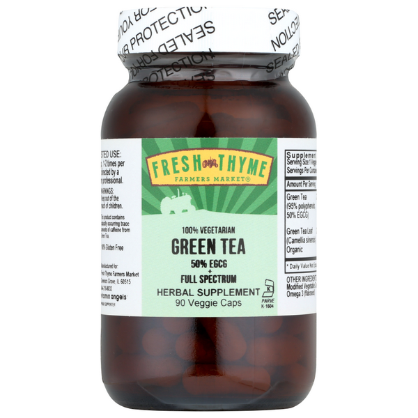 slide 1 of 1, Fresh Thyme Green Tea Powder Caps, 90 ct