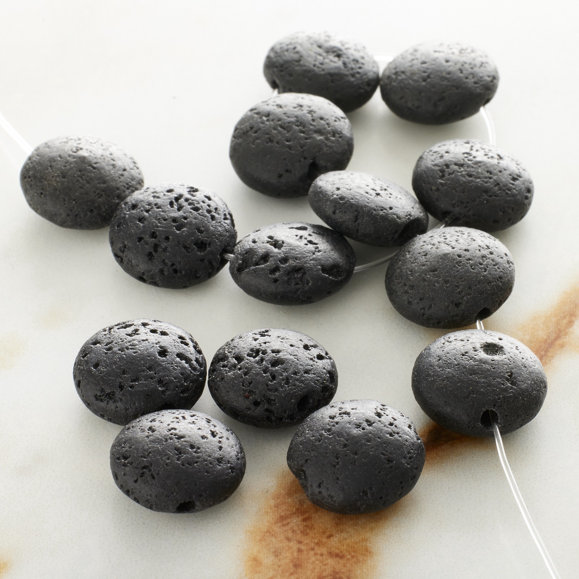 slide 2 of 3, Black Lava Stone Lentil Beads, 12mm By Bead Landing, 12mm