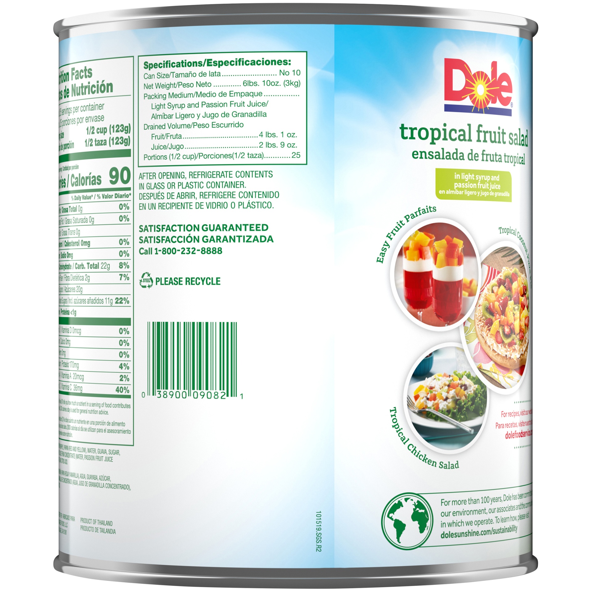 slide 8 of 8, Dole Fruit Salad, Tropical, 106 oz