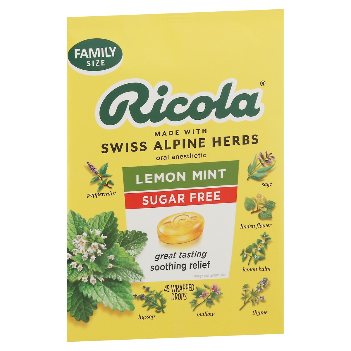 slide 8 of 9, Ricola Family Size Lemon Mint Sugar Free Oral Anesthetic 45 Drops, 45 ct