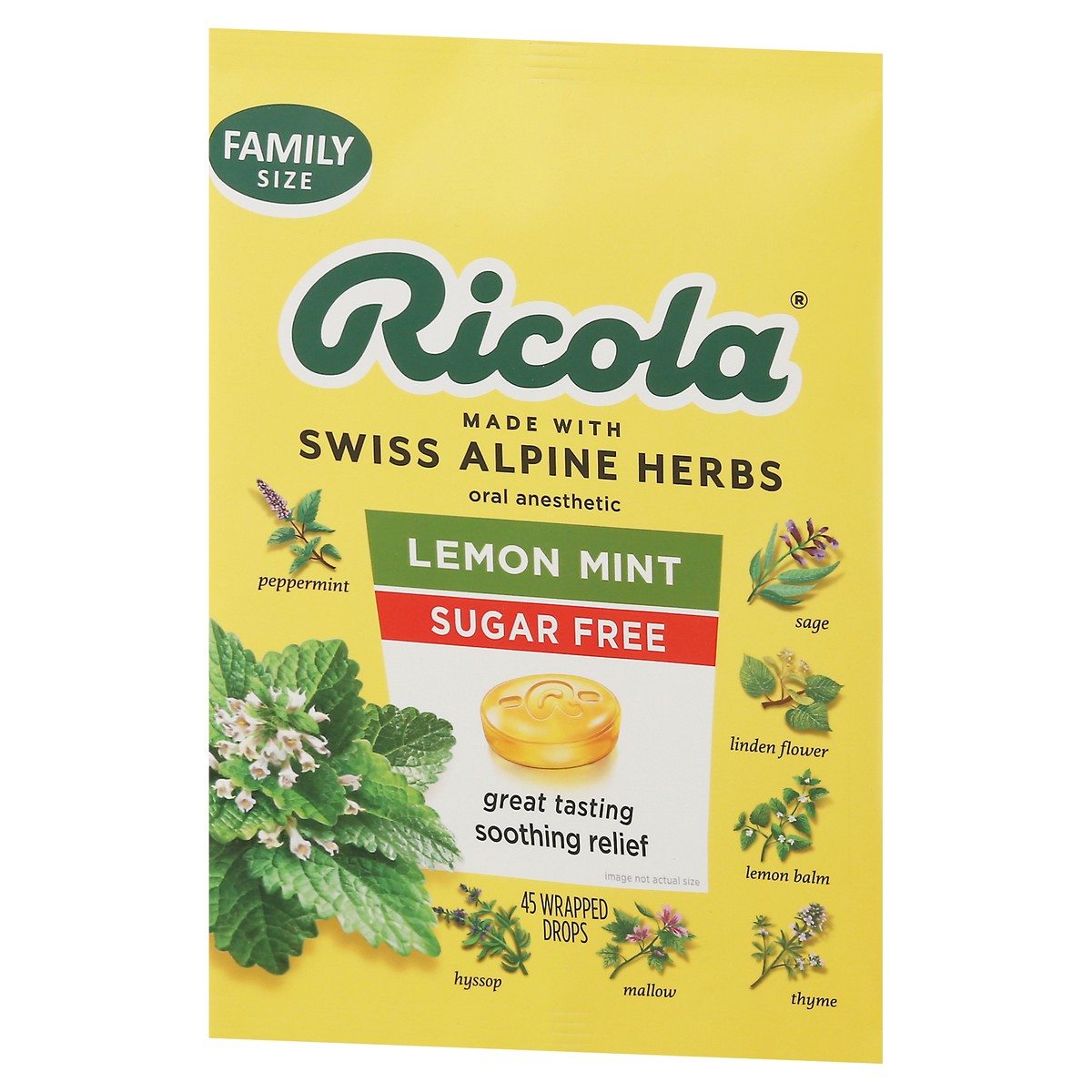 slide 4 of 9, Ricola Family Size Lemon Mint Sugar Free Oral Anesthetic 45 Drops, 45 ct