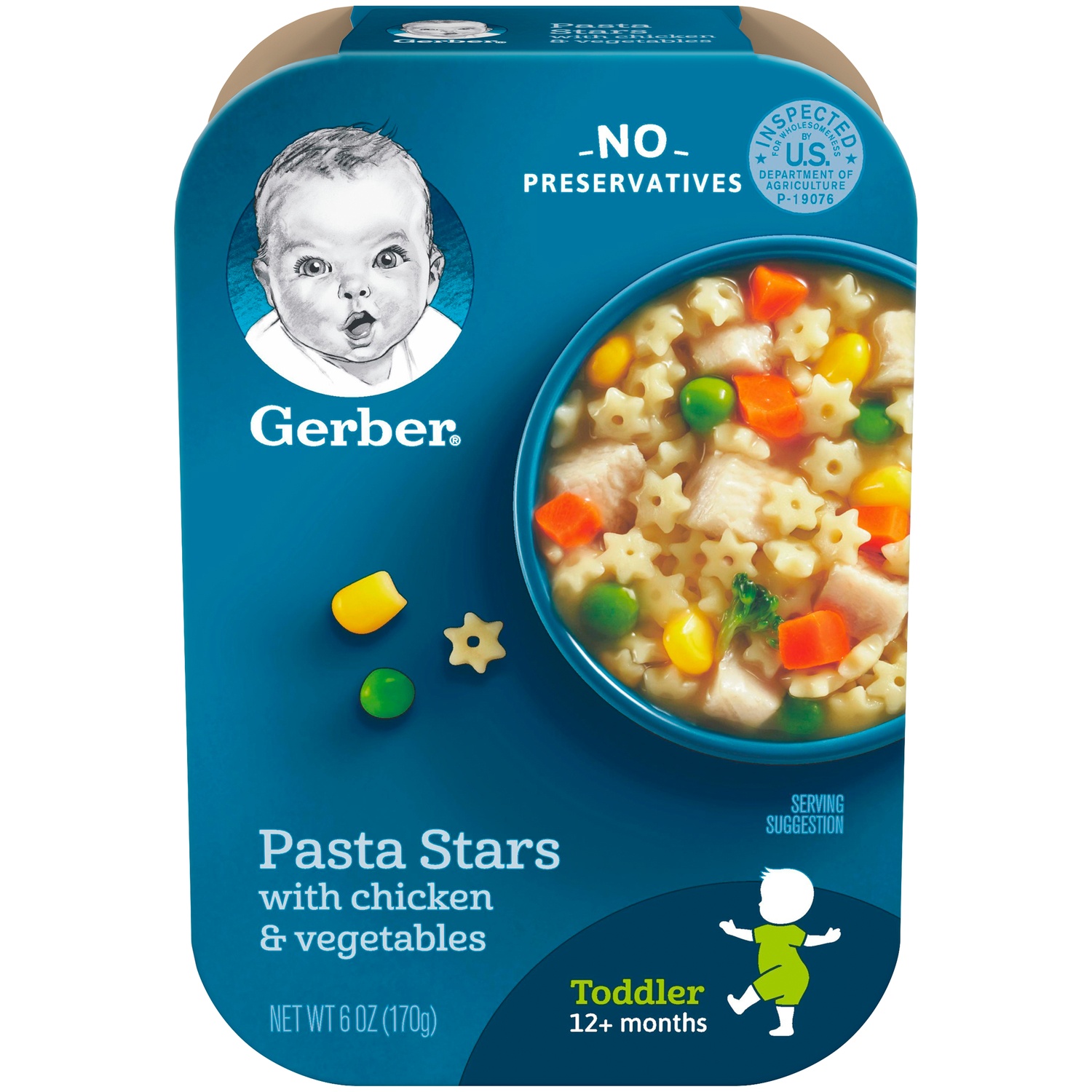 slide 2 of 9, Gerber Mealtime for Toddler, Pasta Stars with Chicken and Vegetables Toddler Food, 6 oz Tray, 6 oz