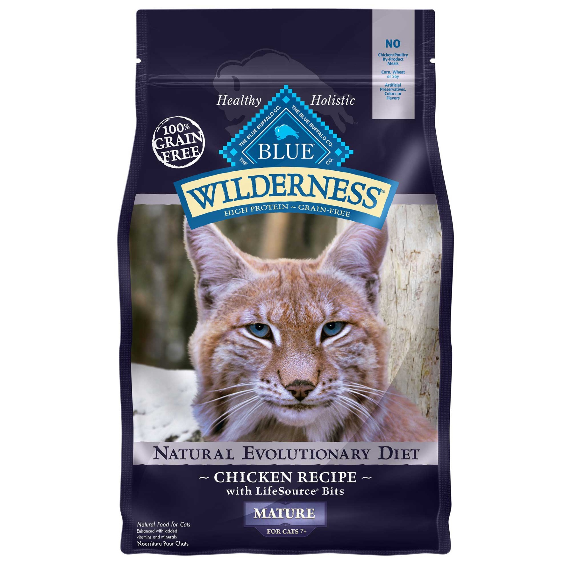 slide 1 of 1, Blue Buffalo Blue Wilderness Grain-Free Mature Chicken Recipe Dry Cat Food, 2 lb