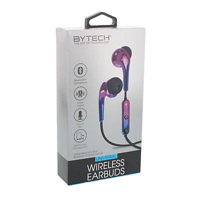 slide 1 of 1, Bytech Purple Iridescent Universal Bluetooth In-EarEarbudswith Microphone, 1 ct