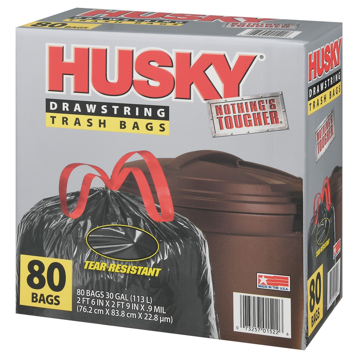 slide 3 of 9, HUSKY 30 Gallon Drawstring Trash Bags 80 ea, 80 ct