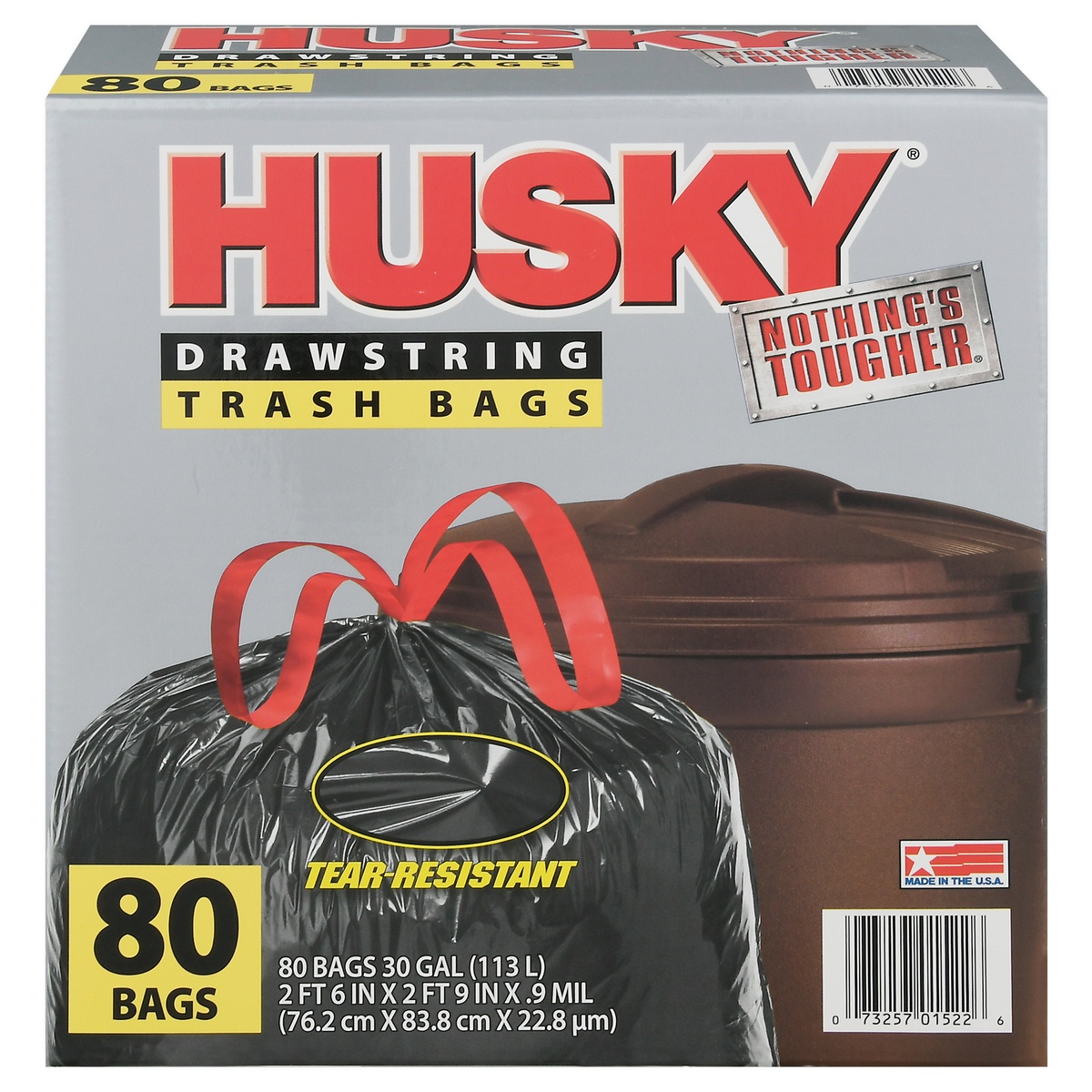 Husky Trash Bags, Drawstring, 30 Gallons - 80 bags