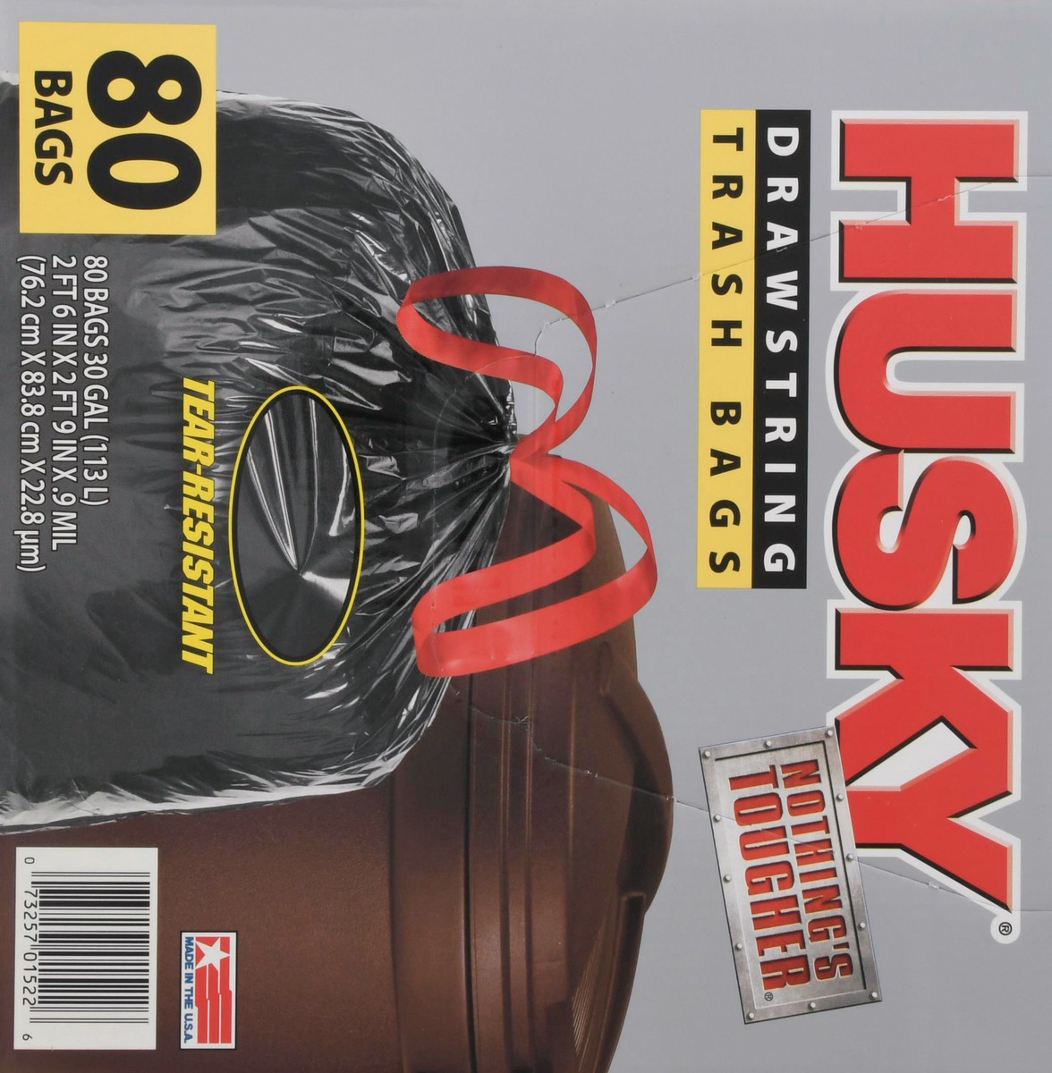 slide 9 of 9, HUSKY 30 Gallon Drawstring Trash Bags 80 ea, 80 ct