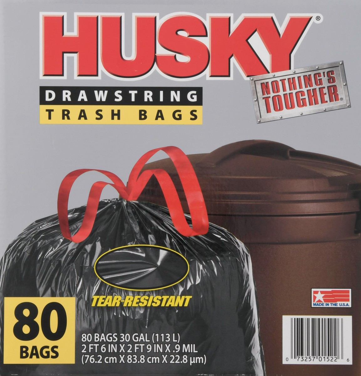 slide 8 of 9, HUSKY 30 Gallon Drawstring Trash Bags 80 ea, 80 ct