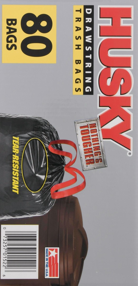slide 4 of 9, HUSKY 30 Gallon Drawstring Trash Bags 80 ea, 80 ct