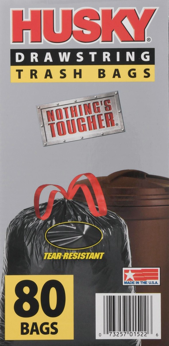 slide 5 of 9, HUSKY 30 Gallon Drawstring Trash Bags 80 ea, 80 ct