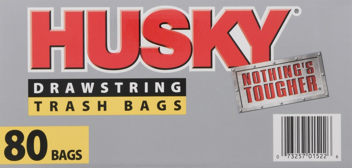 slide 7 of 9, HUSKY 30 Gallon Drawstring Trash Bags 80 ea, 80 ct