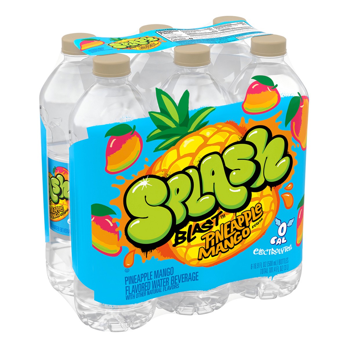 slide 9 of 10, Splash Refresher Pineapple Mango Flavored Water, 16.9 fl oz, 6 Pack, 6 ct