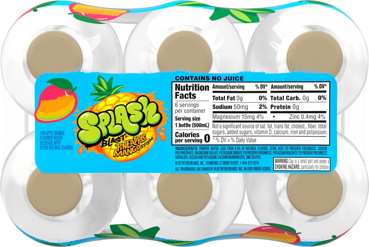 slide 2 of 10, Splash Refresher Pineapple Mango Flavored Water, 16.9 fl oz, 6 Pack, 6 ct