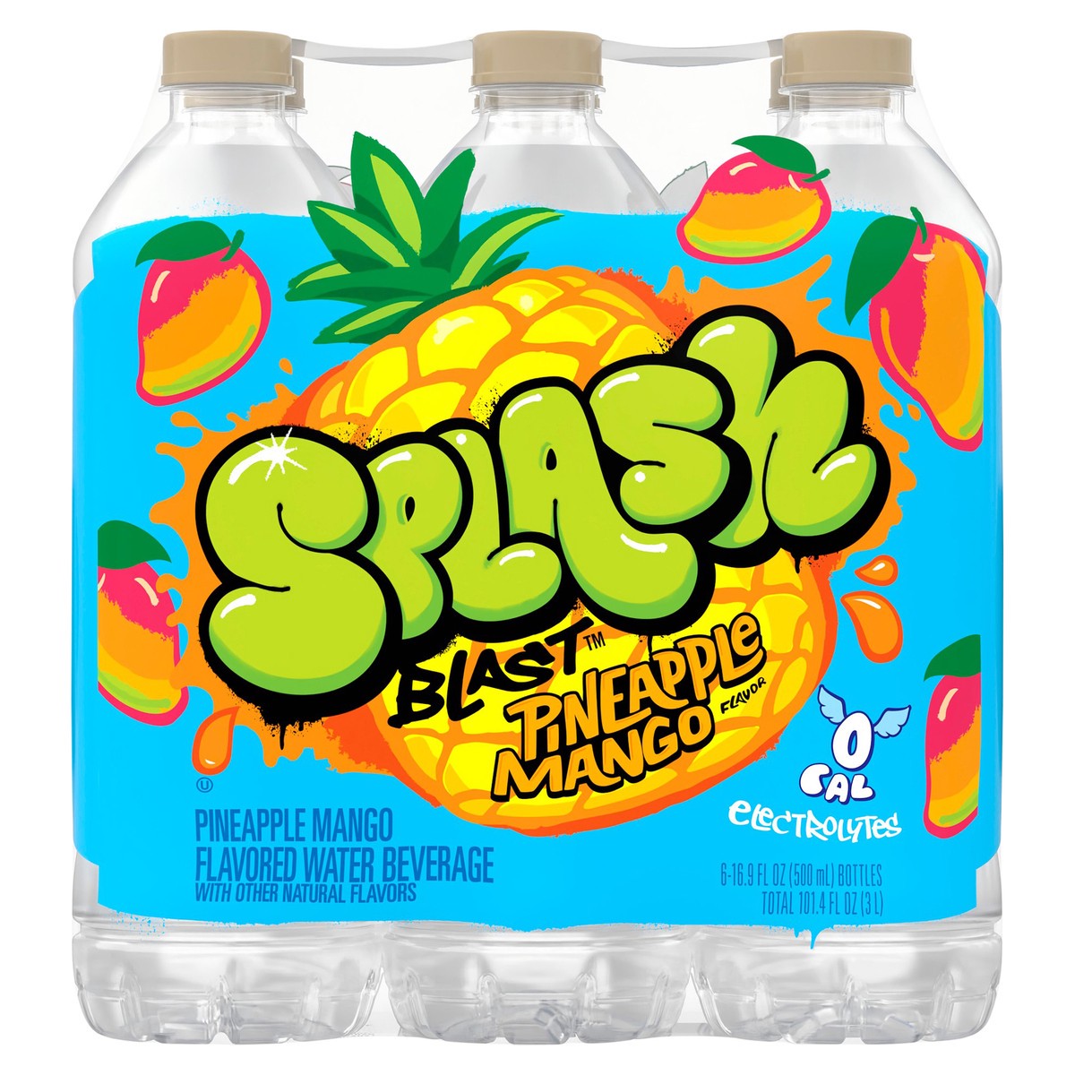 slide 3 of 10, Splash Refresher Pineapple Mango Flavored Water, 16.9 fl oz, 6 Pack, 6 ct