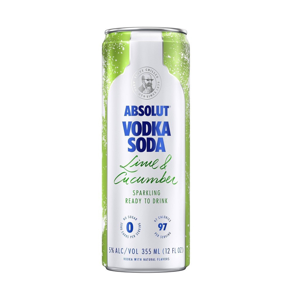 slide 2 of 3, Absolut Vodka & Soda Lime, 4 ct; 12 oz