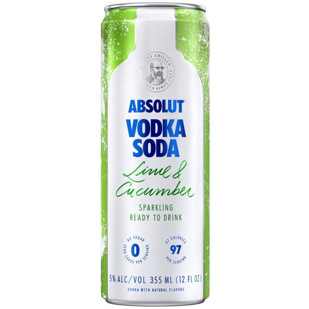 slide 3 of 3, Absolut Vodka & Soda Lime, 4 ct; 12 oz