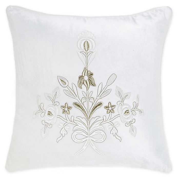 slide 1 of 2, Wamsutta Vintage Velvet Botanical Square Throw Pillow - Cream, 1 ct