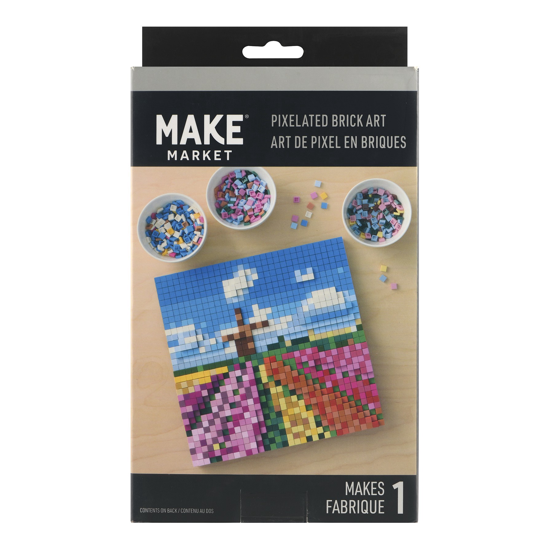 slide 4 of 6, 10" X 10" Flower Field Pixelated Brick Art Kit By Make Market, 10 in x 10 in