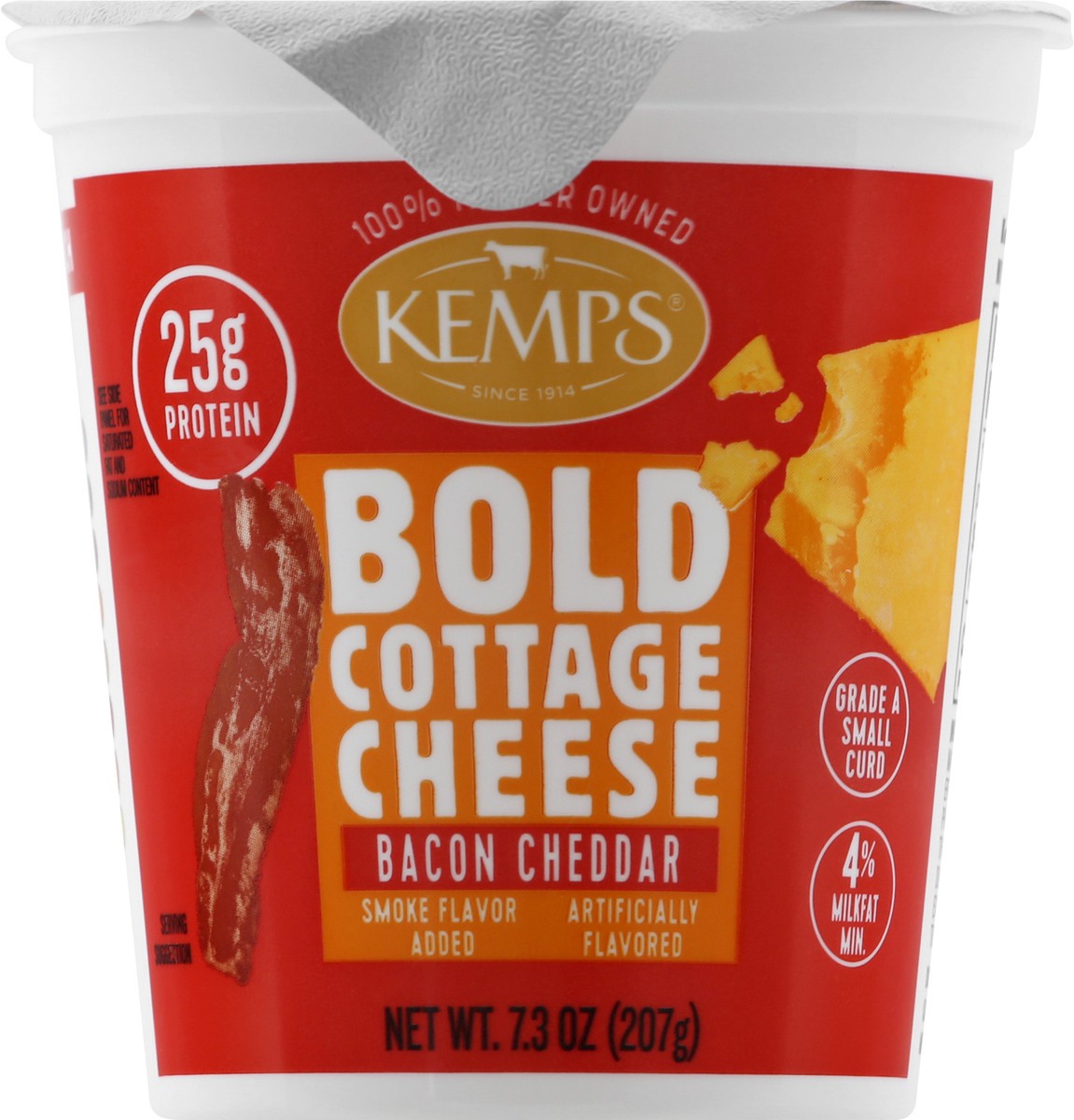 slide 2 of 13, Kemps Small Curd 4% Milkfat Min Bold Bacon Cheddar Cottage Cheese 7.3 oz, 7.3 oz