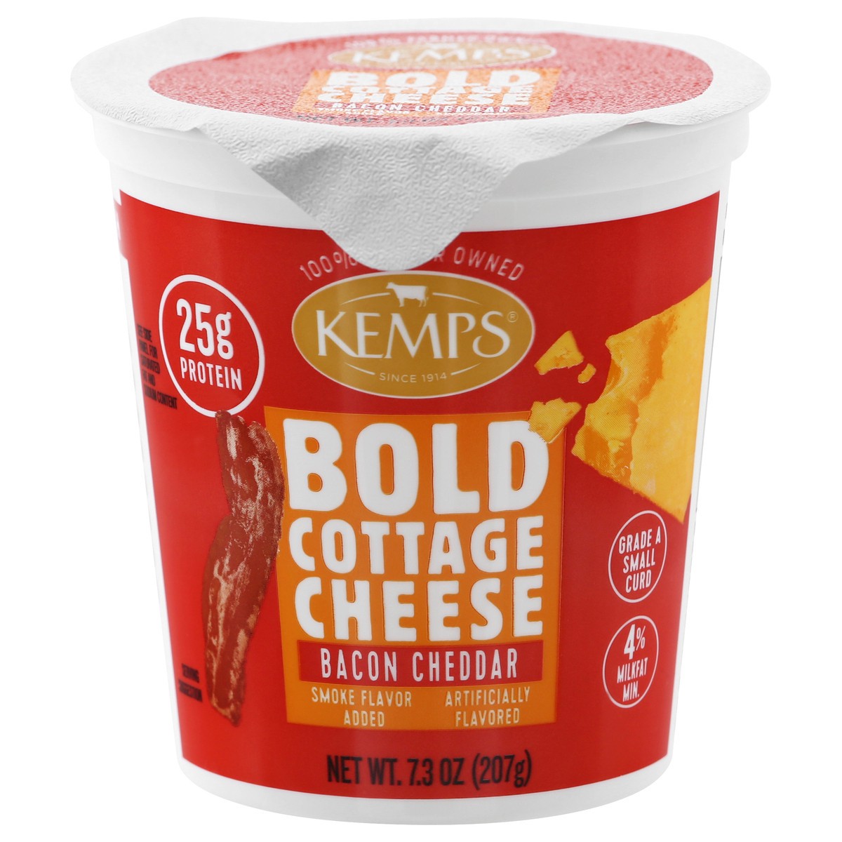 slide 7 of 13, Kemps Small Curd 4% Milkfat Min Bold Bacon Cheddar Cottage Cheese 7.3 oz, 7.3 oz