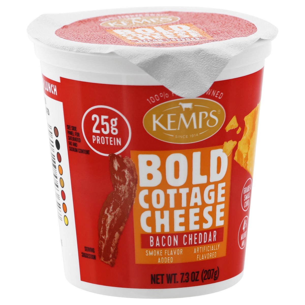 slide 8 of 13, Kemps Small Curd 4% Milkfat Min Bold Bacon Cheddar Cottage Cheese 7.3 oz, 7.3 oz