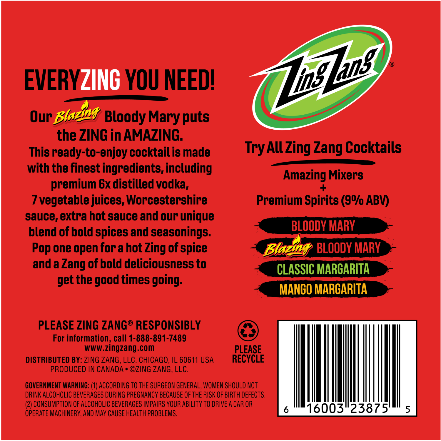 slide 2 of 2, Zing Zang Bloody Mary with Vodka Alcoholic Ready-to-Drink Canned Cocktails 12 Fl Oz Can (Pack of 4), 4 ct; 12 oz