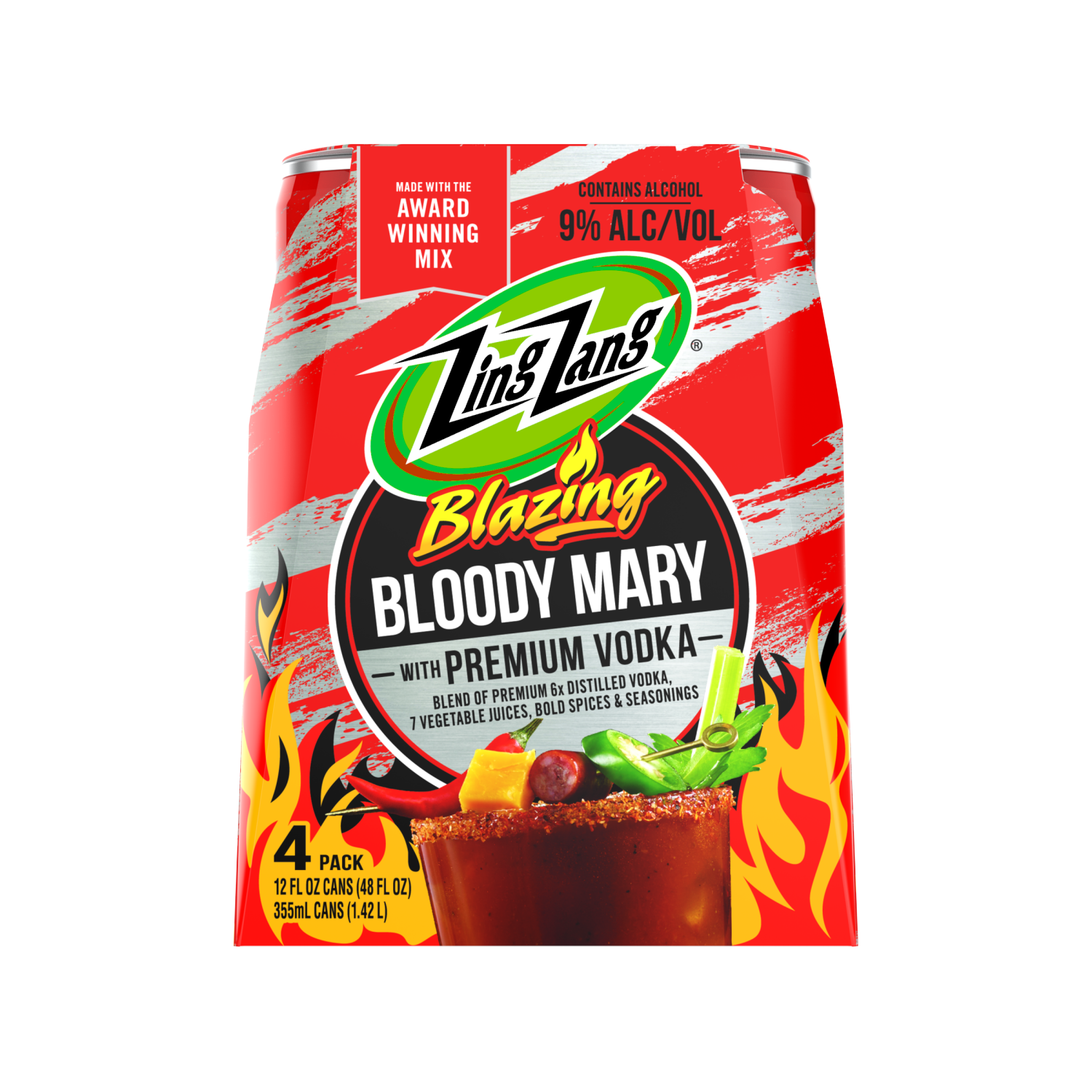 slide 1 of 2, Zing Zang Bloody Mary with Vodka Alcoholic Ready-to-Drink Canned Cocktails 12 Fl Oz Can (Pack of 4), 4 ct; 12 oz