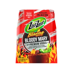 Zing Zang Bloody Mary with Vodka Alcoholic Ready-to-Drink Canned Cocktails 12 Fl Oz Can (Pack of 4)