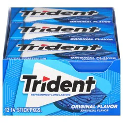 Trident Sugar Free Original Flavor Gum, 12 - 14 Stick Packages