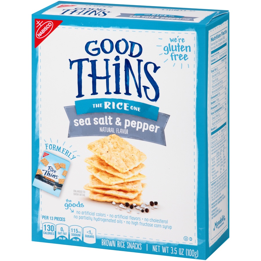 slide 4 of 8, GOOD THiNS Sea Salt & Pepper Rice Snacks Gluten Free Crackers, 3.5 oz, 3.5 oz