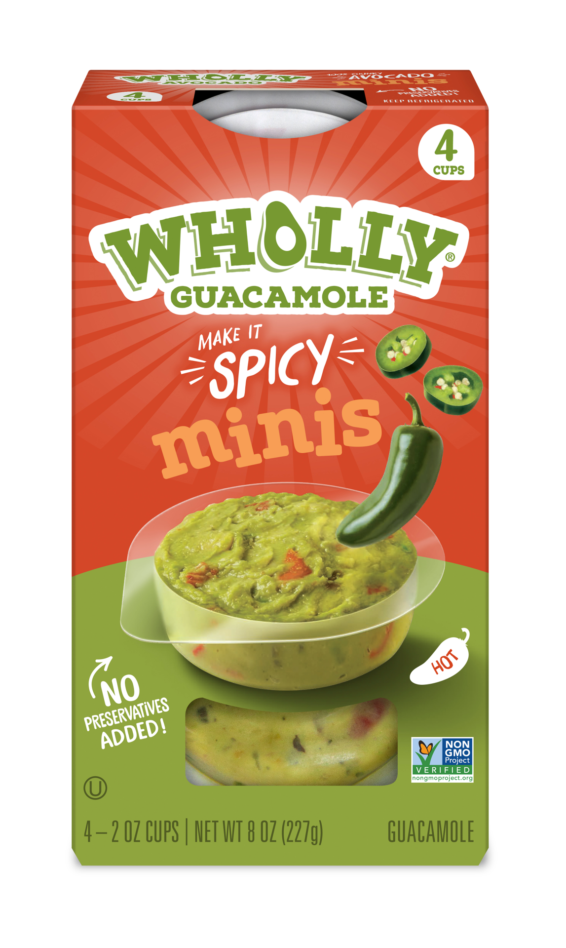 slide 1 of 1, Wholly Spicy Guacamole, 4 ct; 2 oz