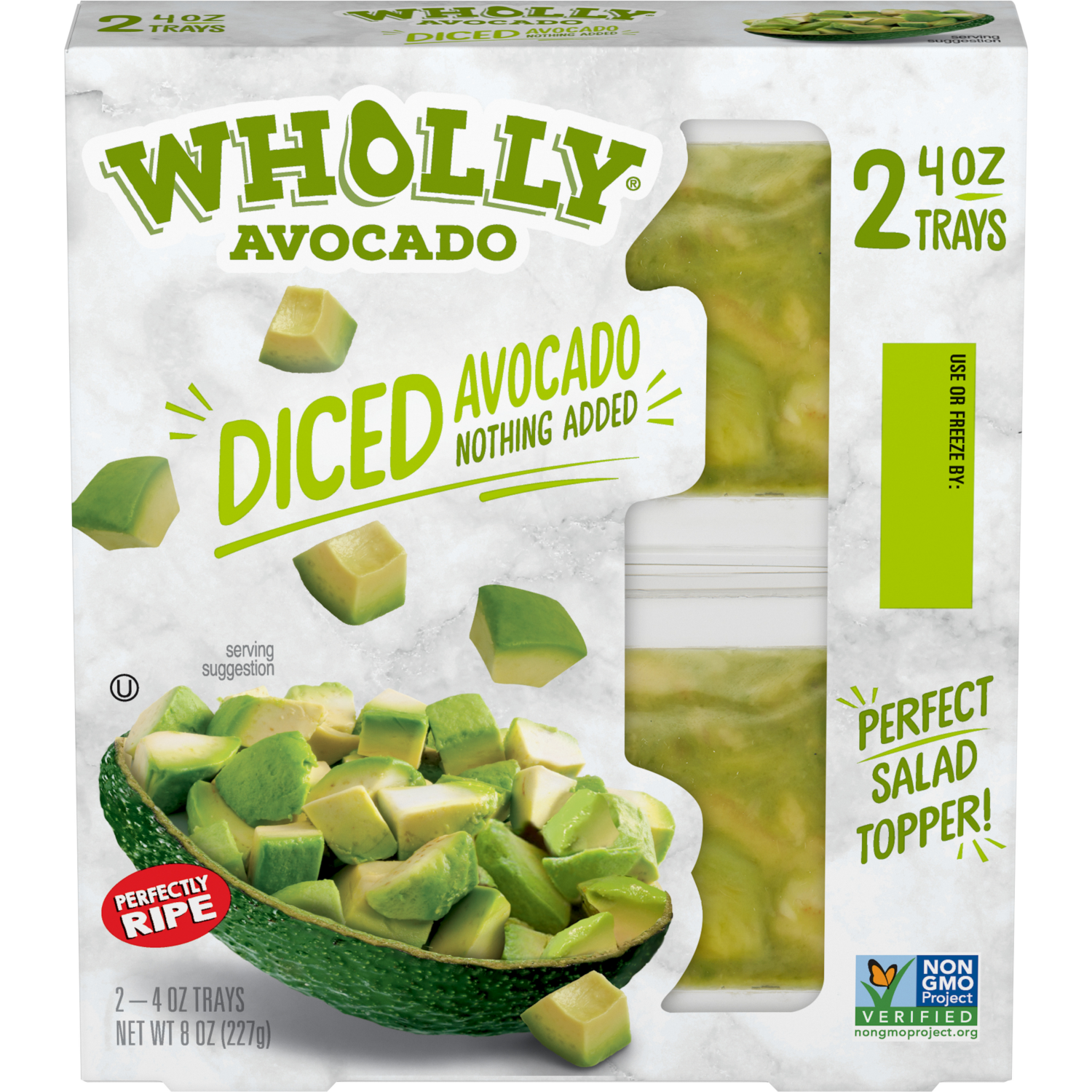 slide 1 of 1, Wholly Avocado Perfectly Ripe Diced Avocado 2 - 4 oz Trays, 2 ct