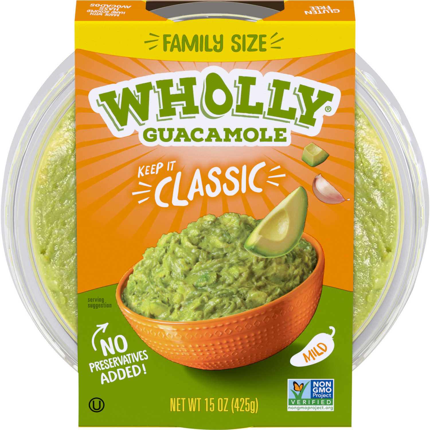 slide 1 of 6, Wholly Guacamole Family Size Mild Classic Guacamole 15 oz, 15 oz
