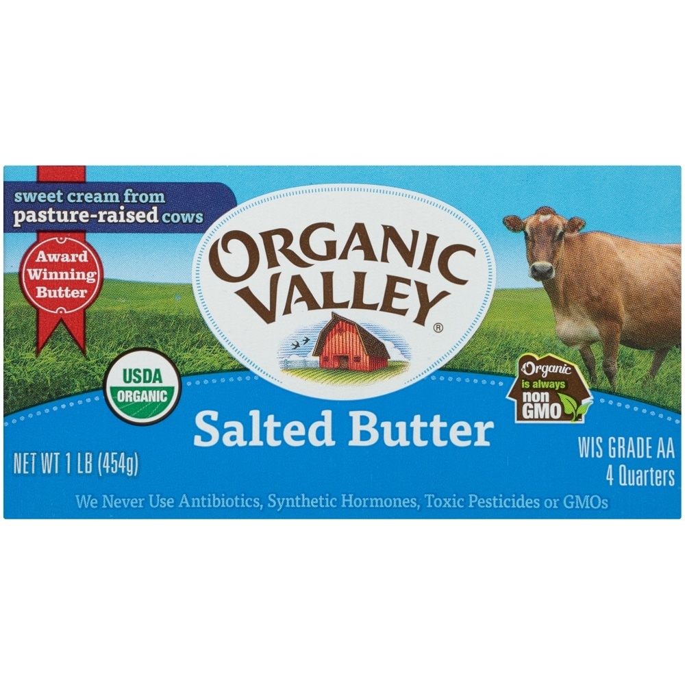 slide 1 of 8, Organic Valley Salted Butter Quarters, 16 oz