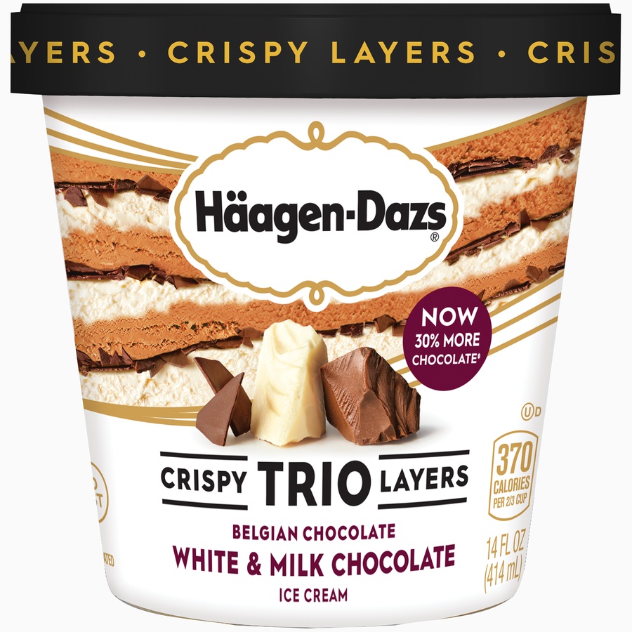 slide 2 of 7, Häagen-Dazs Trio Crispy Layers Triple Chocolate Ice Cream, 14 fl oz